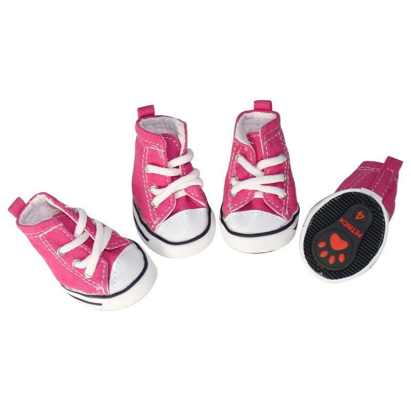 URBEST 4 Pcs Pet Dog Puppy Canvas Sport Shoes, Sneaker Boots, Outdoor Nonslip Causal Shoes (2#, Blue) - Image 1